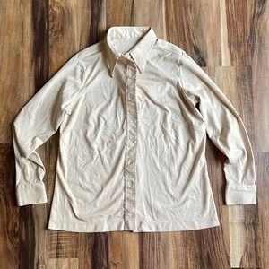 Vintage Cream Polyester Button Down
